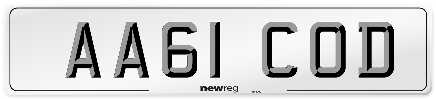 AA61 COD Number Plate from New Reg